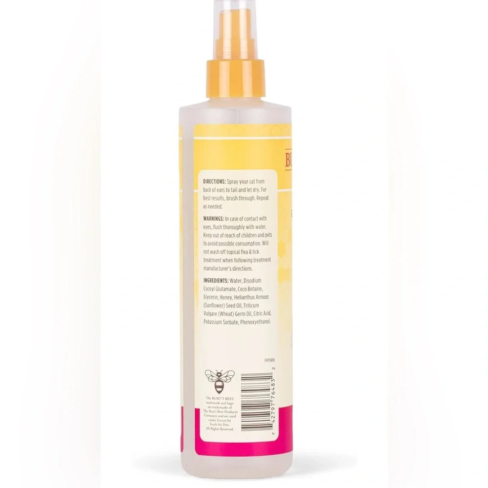 Burt's Bee Anti-Hairball Cat Pet Spray Wheat Germ Oil & Sunflower Oil 10 Oz New